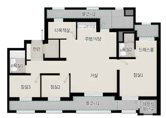 전용면적 84B타입 설계도